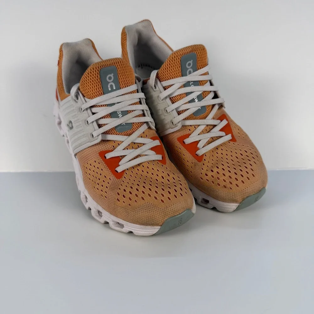 On Cloudswift Running Shoes Womens 6.5 Orange Grey Helion CloudTec Sneakers